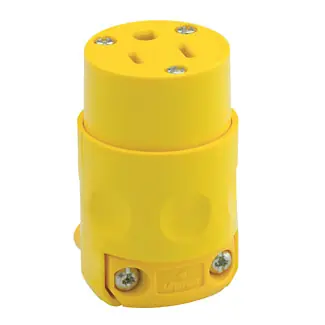 SK0483825-US20260702-105043-0 Leviton 515CV 15 Amp 125 Volt 2-Pole 3-Wire NEMA 5-15R Yellow PVC Grounding Straight Blade Connector - Image 1