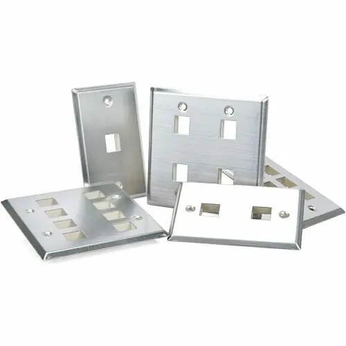 Leviton 43080-2S4 Wall Plate Dual Gang 4-Port Stainless Steel