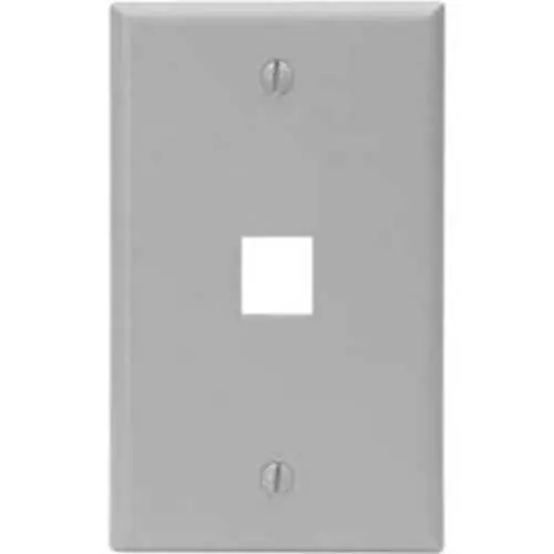 Leviton 41080-1GP Single-Gang QuickPort Wall Plate, 1-Port, Grey