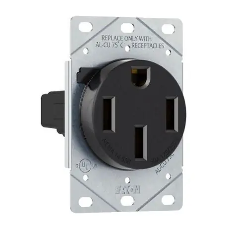 SK0483956-US20260702-105043-0 Eaton AH1258BK-F CWD AH1258BK-F RECP SGL FLUSH 50A 125/250V 3P4W STR BK - Image 1