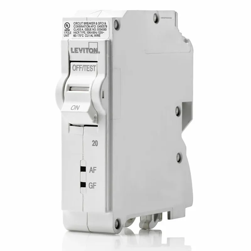 Leviton LB120-DF Branch Circuit Breaker, AFCI/GFCI 20A 120V 10KA Interrupt Rating