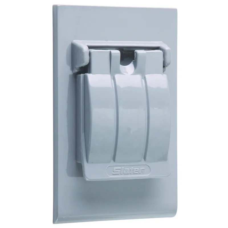 SK0484350-US20260702-105043-0 Legrand 3760 Weatherproof Cover Single Receptacle Vertical Single CoverThree PositionFlip-Lid Gray - Image 1