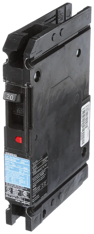 Siemens ED41B020 1-Pole 20 Amp 277 VAC 22 kA Circuit Breaker Lug