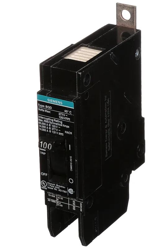 SK0484922-US20260702-105043-0 Siemens BQD1100 Molded Case Circuit Breaker 100 Amp 277 VAC 14 kA - Image 1