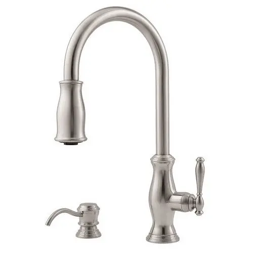 SK0484925-US20260702-105043-0 Pfister GT529-TMS Hanover 1 Handle Pull-Down Kitchen Faucet with Soap Dispenser, Stainless Steel - Image 1