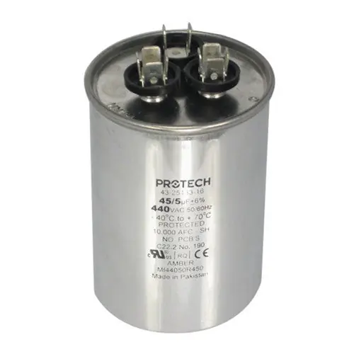 SK0484931-US20260702-105043-0 Rheem 43-25141-10 Protech Dual Round Run Capacitor, 7.5 to 50 MFD, 440VAC - Image 1