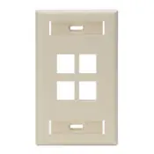 Leviton 42080-4IS QuickPort Wallplate 4-Port Standard Size with ID Window