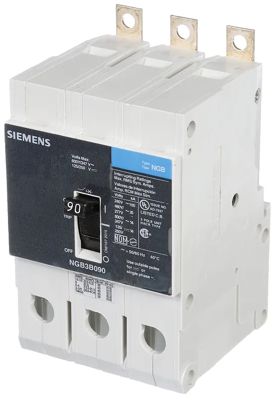 Siemens NGB3B090B 3-Pole 600 Star/347 VAC 90 Amp 14 kA Panelboard Mount Molded Case Circuit Breaker