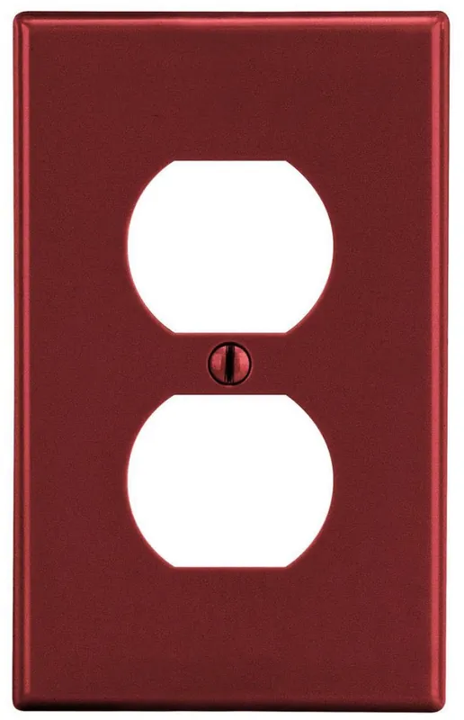 Hubbell PJ8R Hubell Wallplate, M-Size, 1-G, 1) Dup, Red