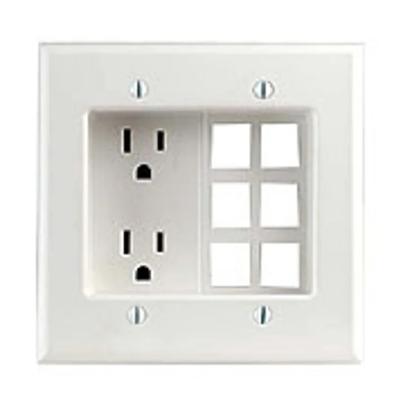 Leviton 690-W 15 Amp 2-Gang Recessed Device with Duplex Receptacle and QuickPort Plate