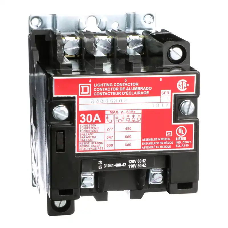 Square D 8903SMO2V02 110/120 VAC 30 Amp 3-Pole Open Type Electrically Held Lighting Contactor