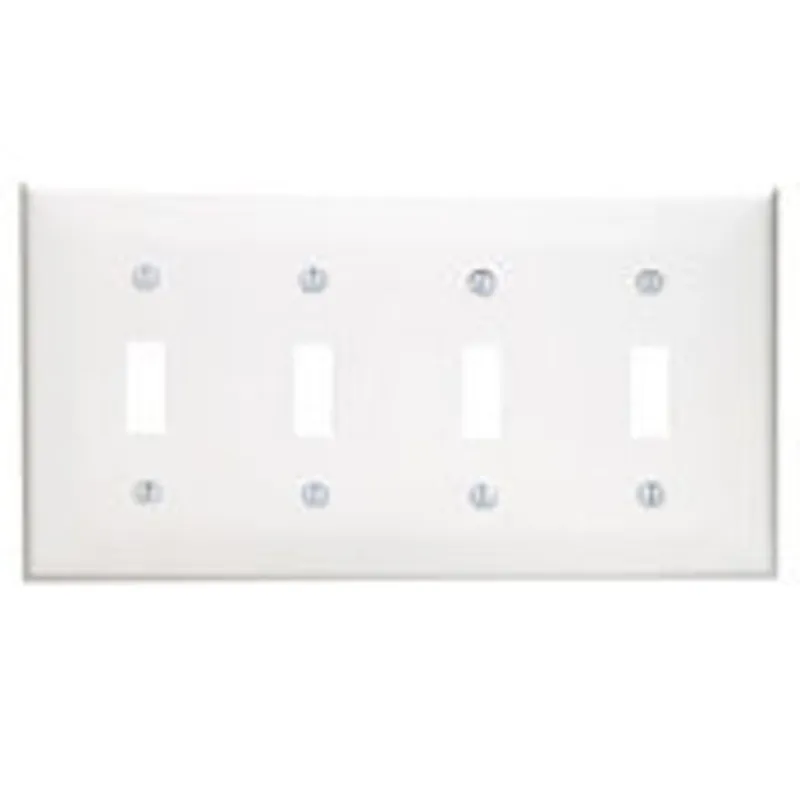 Leviton 80712-T 4-Gang Toggle Device Switch Wallplate Standard Size Thermoplastic Nylon Light Almond