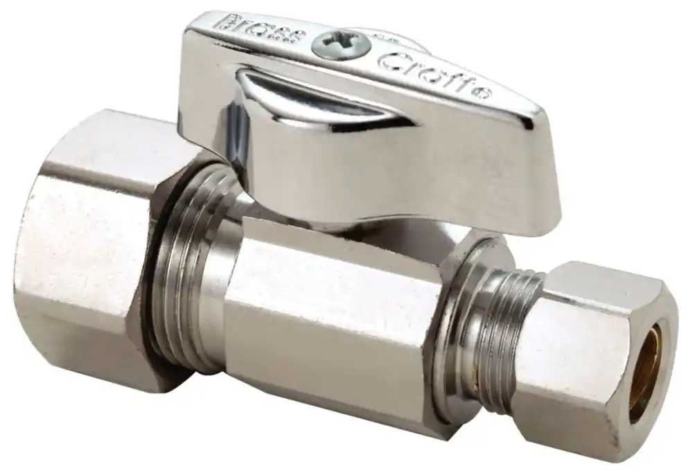 BrassCraft KTCR14XC 1/4-Turn Water Stop, Straight Valve, 1/2 inch Nominal Compression x 3/8 inch OD Compression