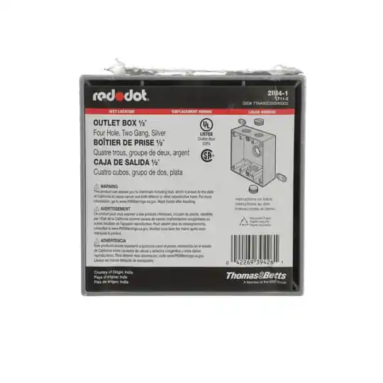 ABB 2IH4-1 Red Dot 2-Gang Weatherproof Metallic Device Box (4) 1/2 Hubs