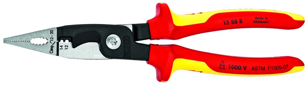 SK0486380-US20260702-105043-0 KNIPEX 13888US 6-in-1 Electrical Installation Pliers 1000V Insulated 8.25 Inch - Image 1