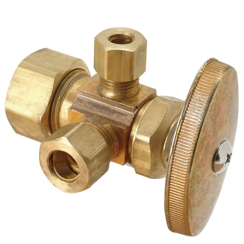 SK0486753-US20260702-105043-0 BrassCraft CR1901LRX R1 Multi-Turn Dual Outlet Supply Angle Stop, 1/2 x 3/8 x 3/8 in - Image 1