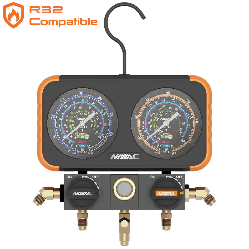 NAVAC N2A4B Manifold Gauge, 800 psi Pressure, 3-1/8 in Dia Dial, Class 1.0 Accuracy