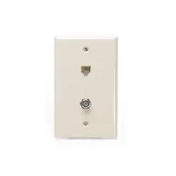 Leviton 40259-I Standard Telephone Wall Jack, 6P4C x F, Screw Terminals, Ivory