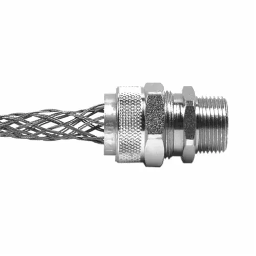 Remke RSR-108-E Cord Grip With Mesh, 1/2 in NPT, Aluminum, Cable Openings 0.438 to 0.5 in