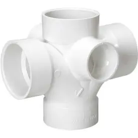 Mueller 05770 Streamline Double Sanitary Tee, 3 in, Hub, SCH 40/STD