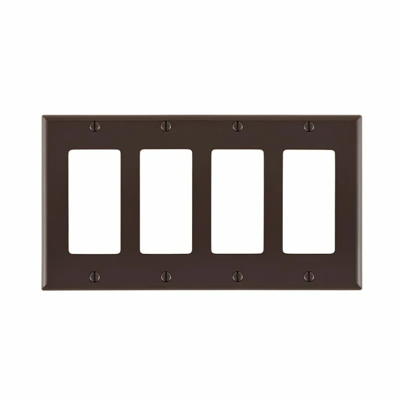 SK0487651-US20260702-105043-0 Leviton 80412-N 4-Gang Decora/GFCI Device Decora Wallplate - Brown - Image 1