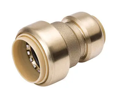 SK0488010-US20260702-105043-0 Mueller 630-054 Reducing Coupling, 1 x 3/4 in, Push-Fit, Brass - Image 1