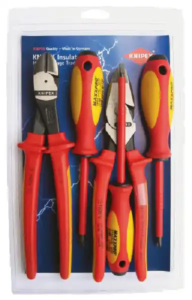 Knipex 9K 98 98 22 US 5-Piece Pliers Screwdriver Tool Set With Linemans Pliers 1,000 V Insulated