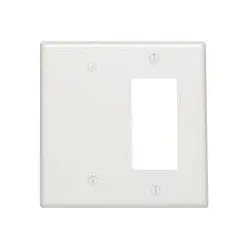 Leviton 80608-W 2-gang 1-blank 1-decora/gfci Device Combination Wallplate, Midway Size, Thermoset, White