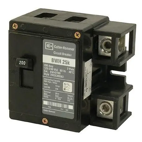 Eaton BW2200 Type BW Plug-On Main Circuit Breaker, 120/240 VAC, 200 Amp, 10 kAIC, 2-Pole