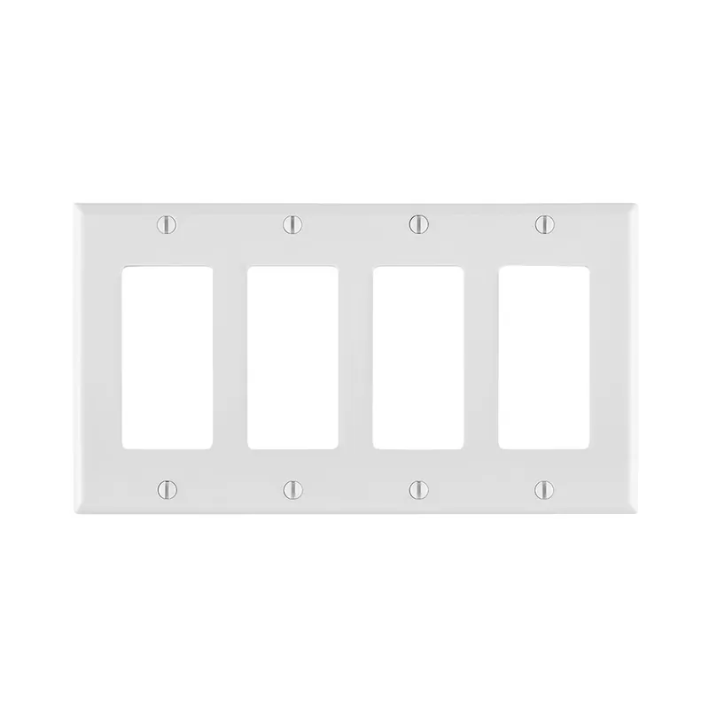 Leviton 80412-NW 4-Gang White Decora Standard Size Nylon Wallplate