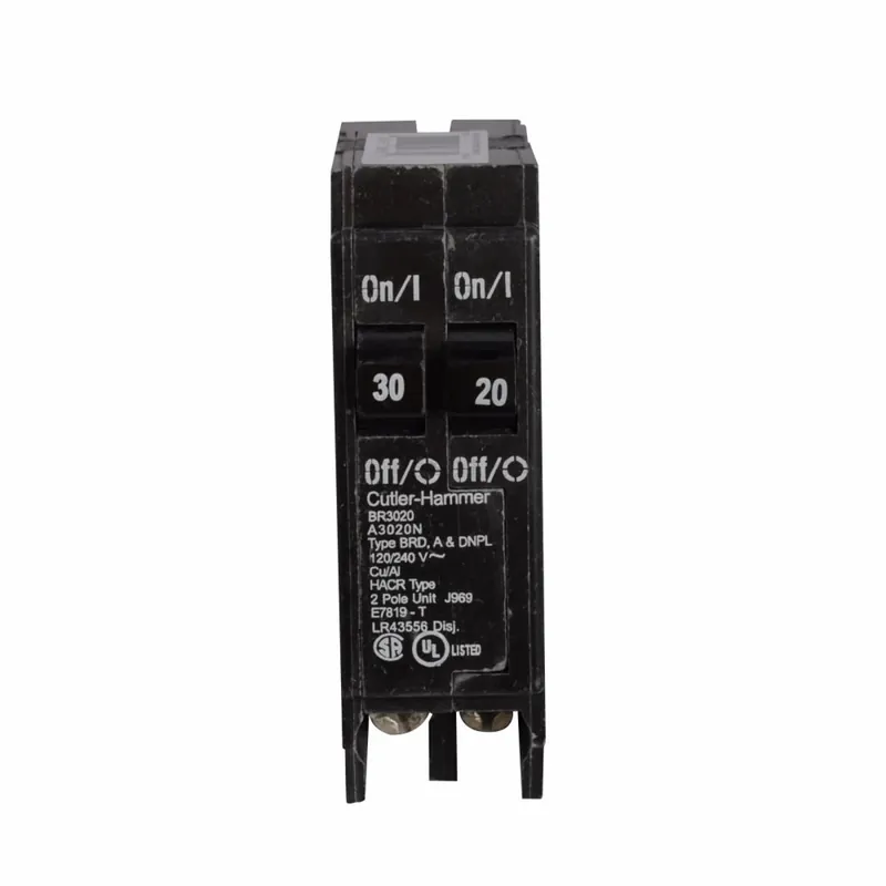 Eaton BR3030 Type BR Duplex Circuit Breaker 30 A 10 kA Interrupt 120/240 VAC