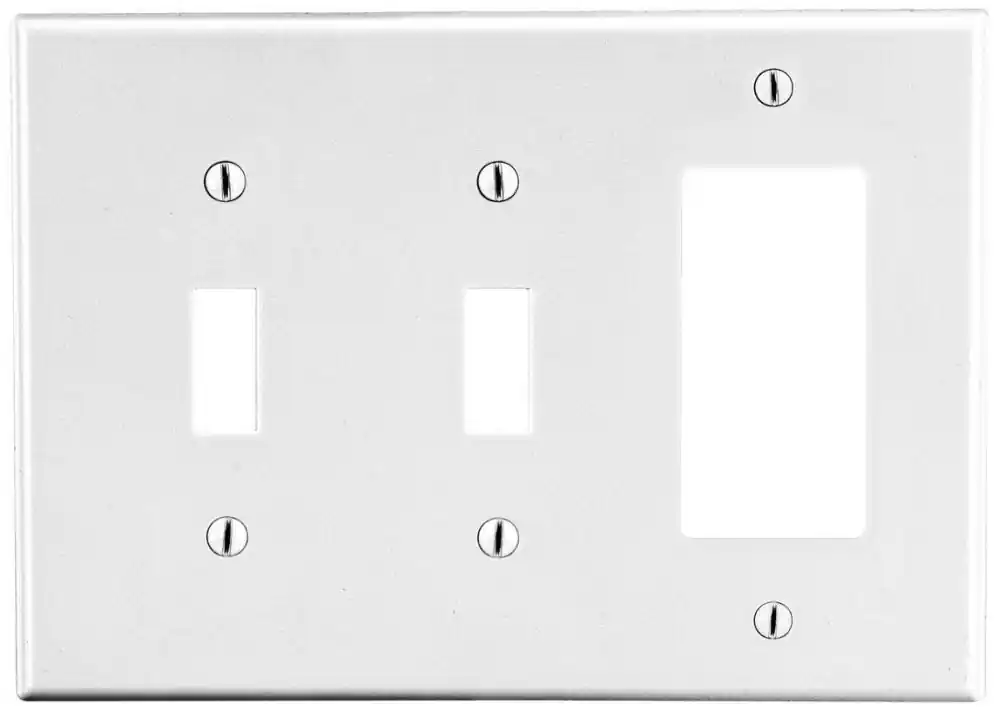 Hubbell P226W Wallplate 3-G 2 Toggle Decor White
