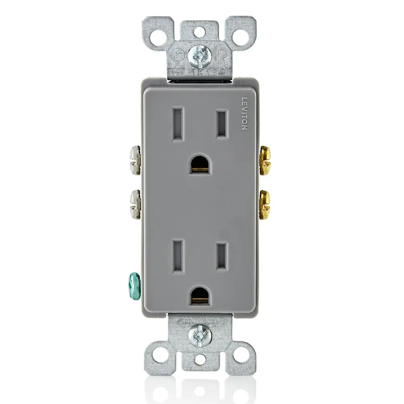 Leviton T5325-GY 15 Amp 125 Volt Tamper-Resistant Decora Duplex Receptacle