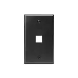 SK0489336-US20260702-105043-0 Leviton 41080-1EP Single-Gang QuickPort Wall Plate, 1-Port, Black - Image 1