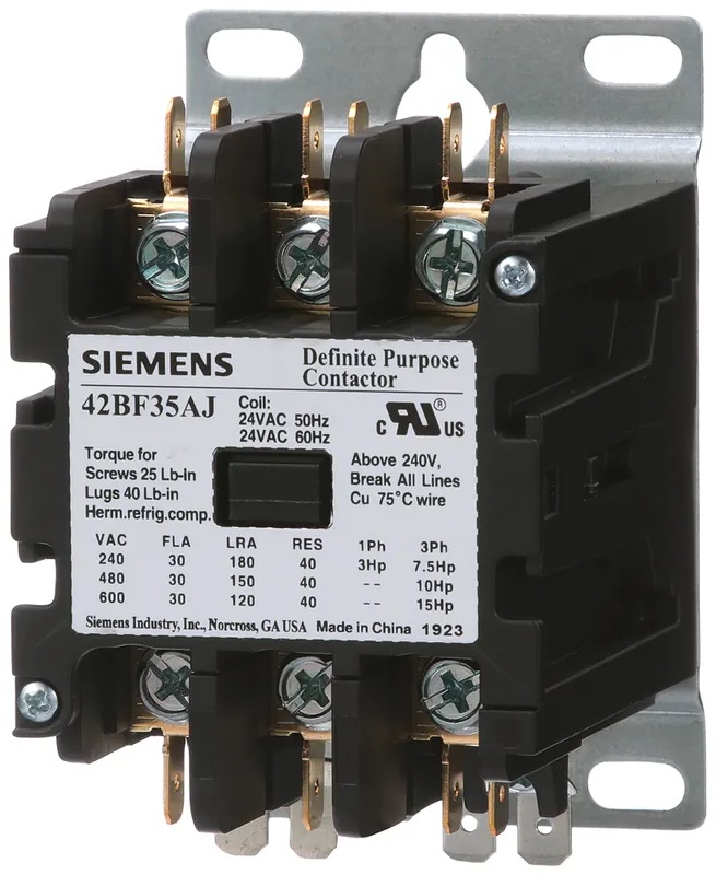 SK0489537-US20260702-105043-0 Siemens 42BF35AG Contactor 3-Pole 600 VAC 208 to 240 VAC Coil 180 Amp 10 Hp Open Type Definite Purpose Contactor - Image 1