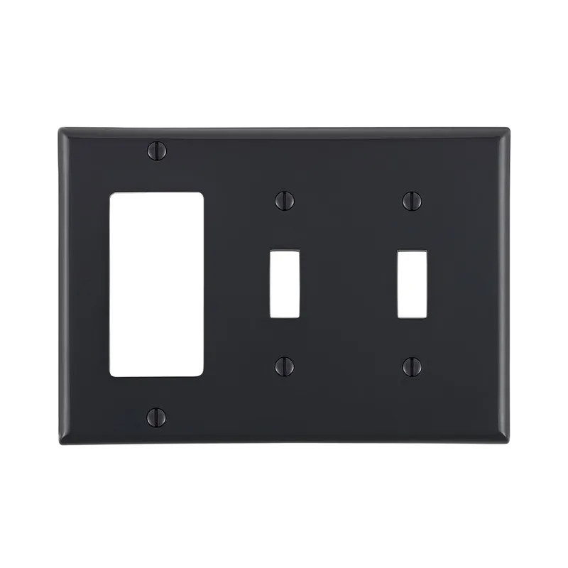 SK0489749-US20260702-105043-0 Leviton 80745-E EB WP 3G 2TGL 1DECO NYL Standard Size Combination Wallplate - Image 1