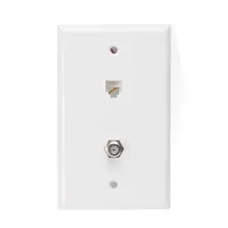 Leviton 40259-W Standard Telephone Wall Jack, 6P4C x F, Screw Terminals, White
