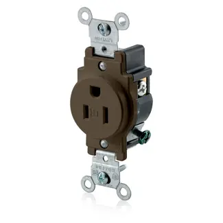 SK0489776-US20260702-105043-0 Leviton T5015 1-Phase Grounding Single Tamper Resistant Straight Blade Receptacle 125 VAC 15 A NEMA 5-15R - Image 1