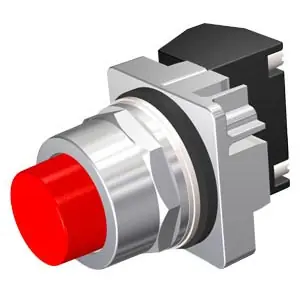 SK0489804-US20260702-105043-0 Siemens 52PM8B2A Command/Class 52 Non-Illuminated Round Pushbutton Complete Unit, 30 mm, 1NO-1NC Contact, Red - Image 1