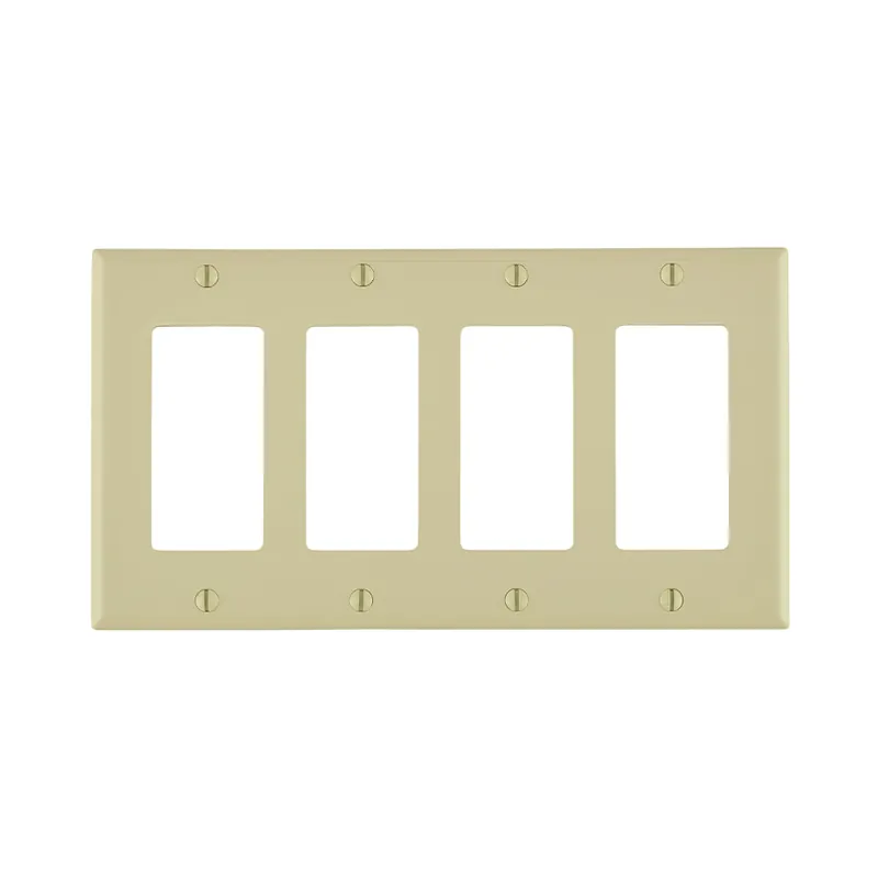 Leviton 80412-NI 4-Gang Smooth Ivory Thermoplastic Nylon Device Mount Standard Receptacle Wallplate