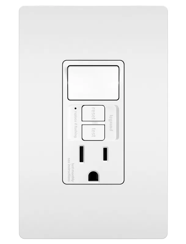 Legrand 1597SWTTRWCCD4 Combination Tamper-Resistant 15A Self-Test Single-Pole Switch/GFCI - White