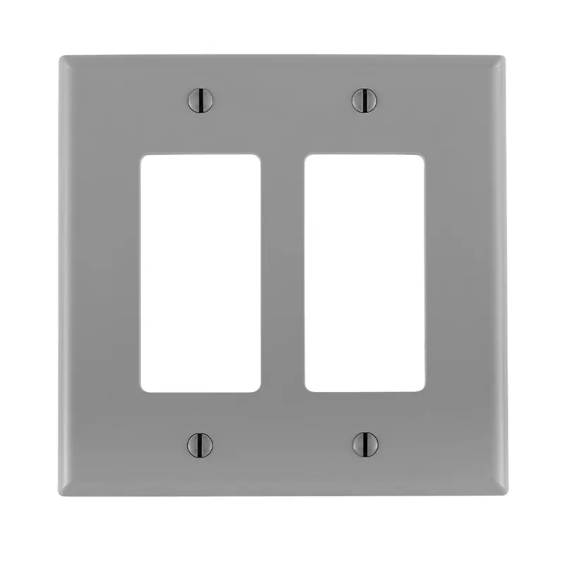 Leviton PJ262-GY 2-Gang GFCI Device Midway Size Thermoplastic Nylon Device Mount Gray Decora Wallplate