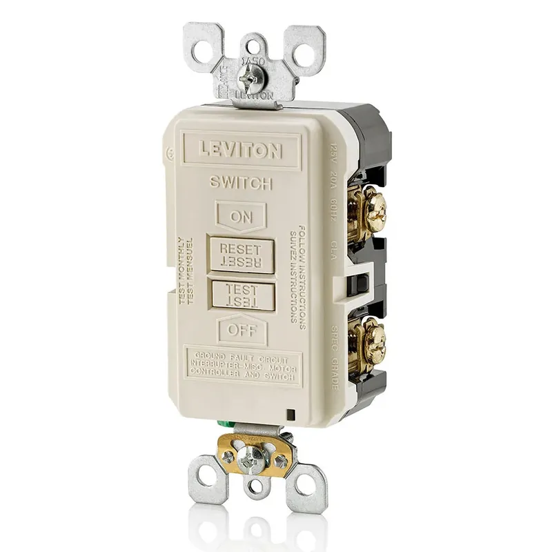 Leviton GFRBF-T Self-Test Blank Face GFCI Receptacle, 20A - 125V - Light Almond