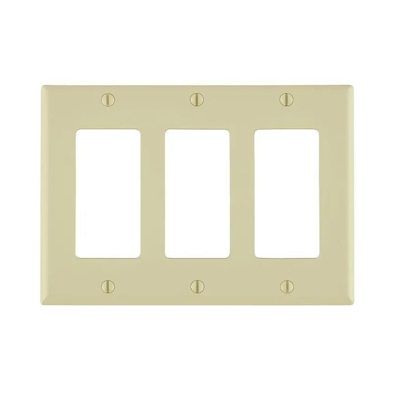 Leviton 80411-NI 3-Gang Smooth Ivory Thermoplastic Nylon Device Mount Standard Receptacle Wallplate