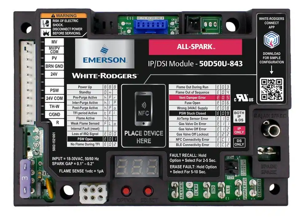 White-Rodgers 50D50U-843 All-Spark Universal Intermittent Pilot/Direct Spark 24V Ignition Module
