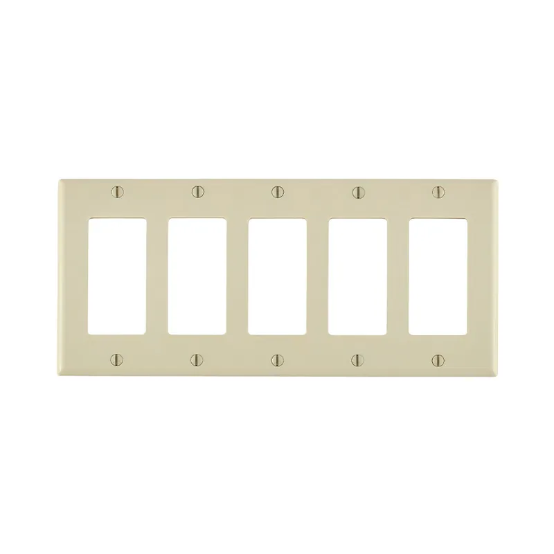 Leviton 80423-T Decora 5-Gang Standard Size Wallplate Thermoset Light Almond