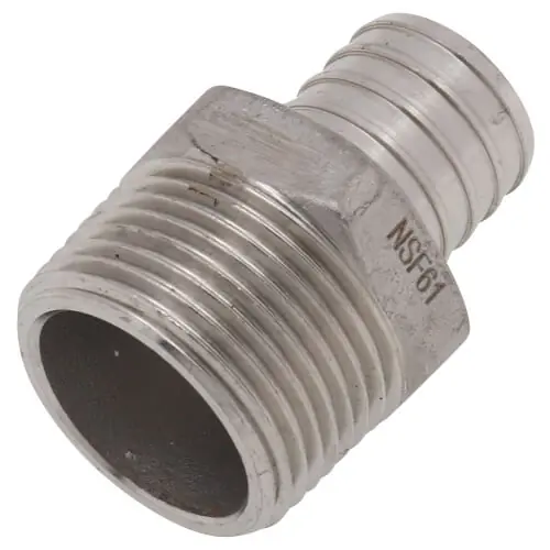 SK0491155-US20260702-105043-0 Boshart SSPEX-MA10 1 PEX x 1 NPT Stainless Steel Male Adapter - Image 1