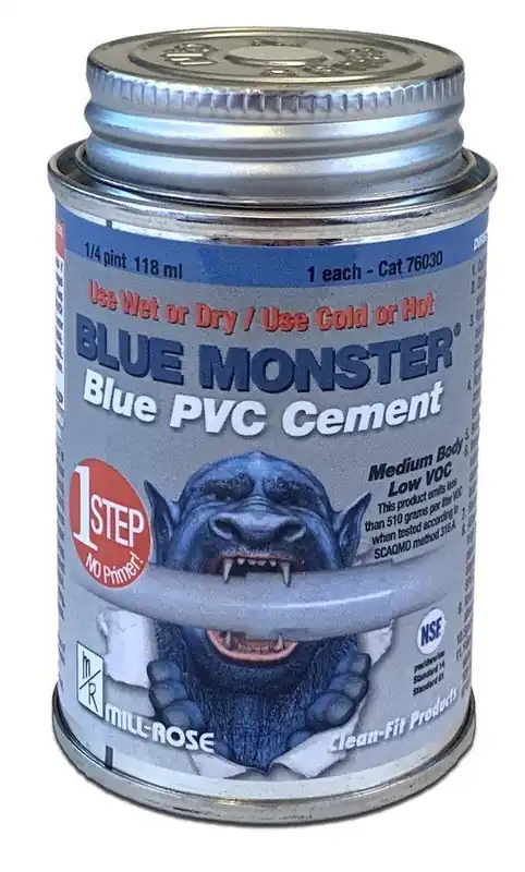 Mill-Rose 76030 Blue Monster 4 oz Fast Set Plastic Blue Pipe Cement