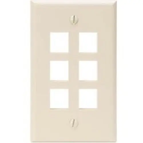 Leviton 41080-6TP Single-Gang QuickPort Wall Plate 6-Port Light Almond