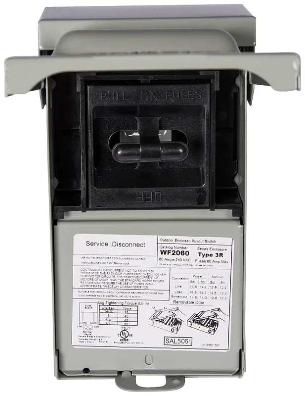 SK0491935-US20260702-105043-0 Siemens WF2060 240V 60A 10hp Steel Fusible AC Disconnect - Image 1